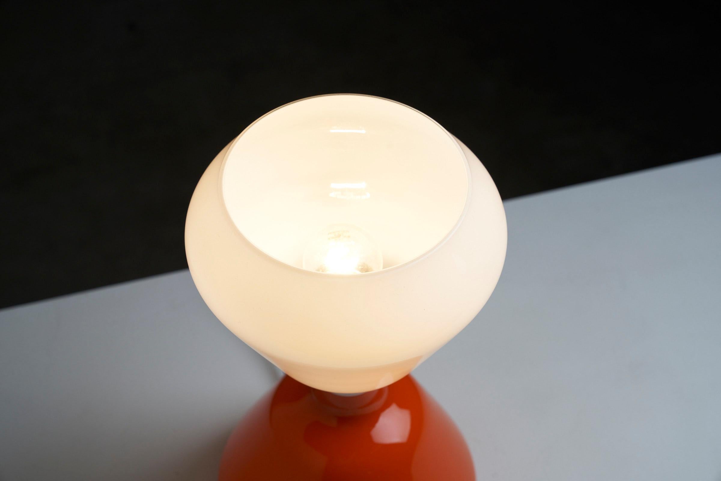 Mid-20th Century Double Glass Table Lamp by Peter Pelzel for Vistosi For Sale