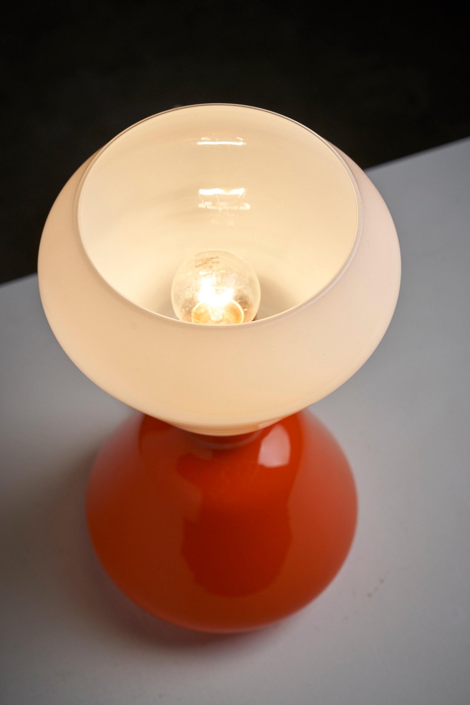 Double Glass Table Lamp by Peter Pelzel for Vistosi For Sale 1