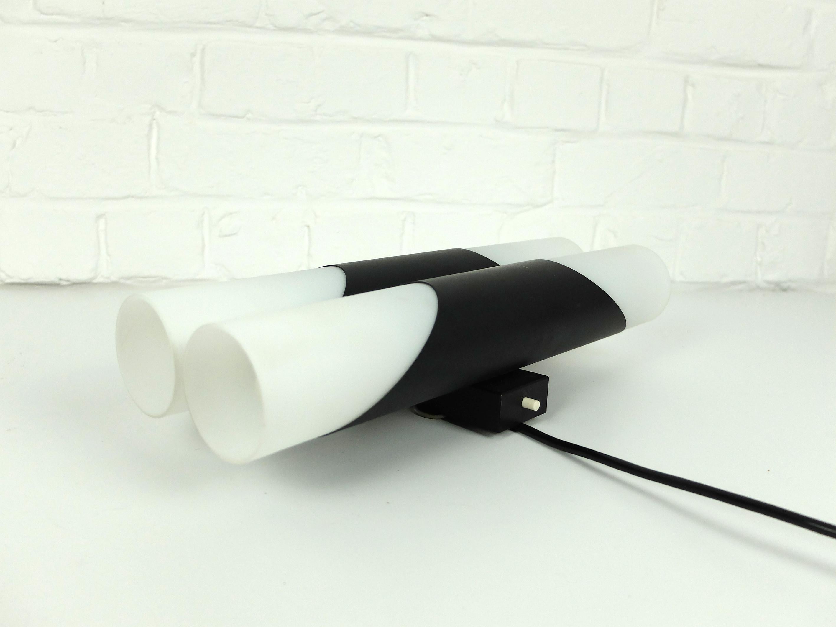 Double Glass Wall Light in black by Rolf Krüger for Paul Neuhaus, Germany 1970 For Sale 2
