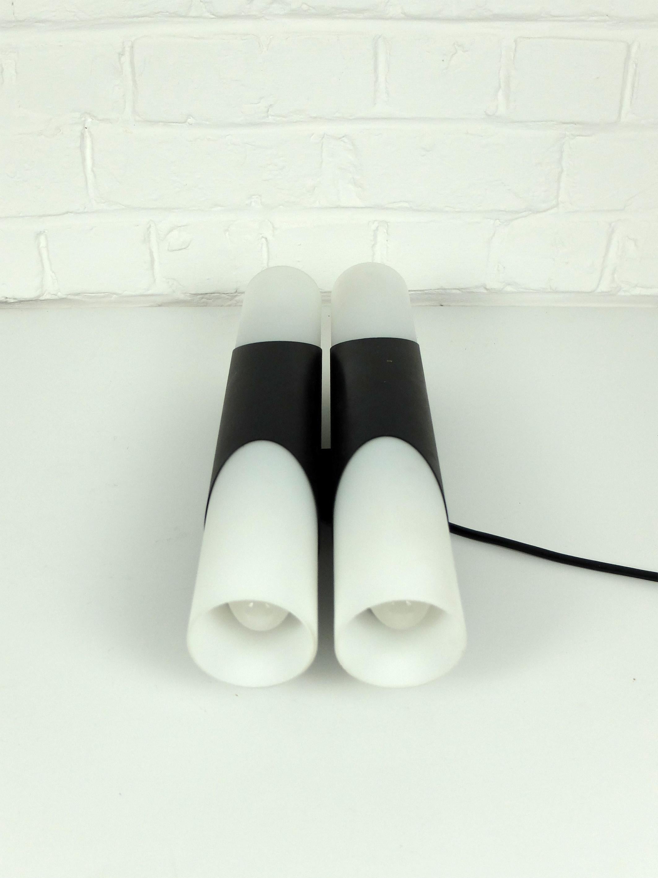 Double Glass Wall Light in black by Rolf Krüger for Paul Neuhaus, Germany 1970 For Sale 3