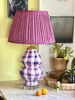 Double-Gourd Ceramic Lamp in Plaid