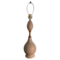 Lámpara de mesa doble calabaza cerámica y nogal