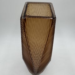 Double Grinding Tall Brown Glass Vase