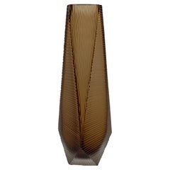 Double Grinding Tall Brown Glass Vase