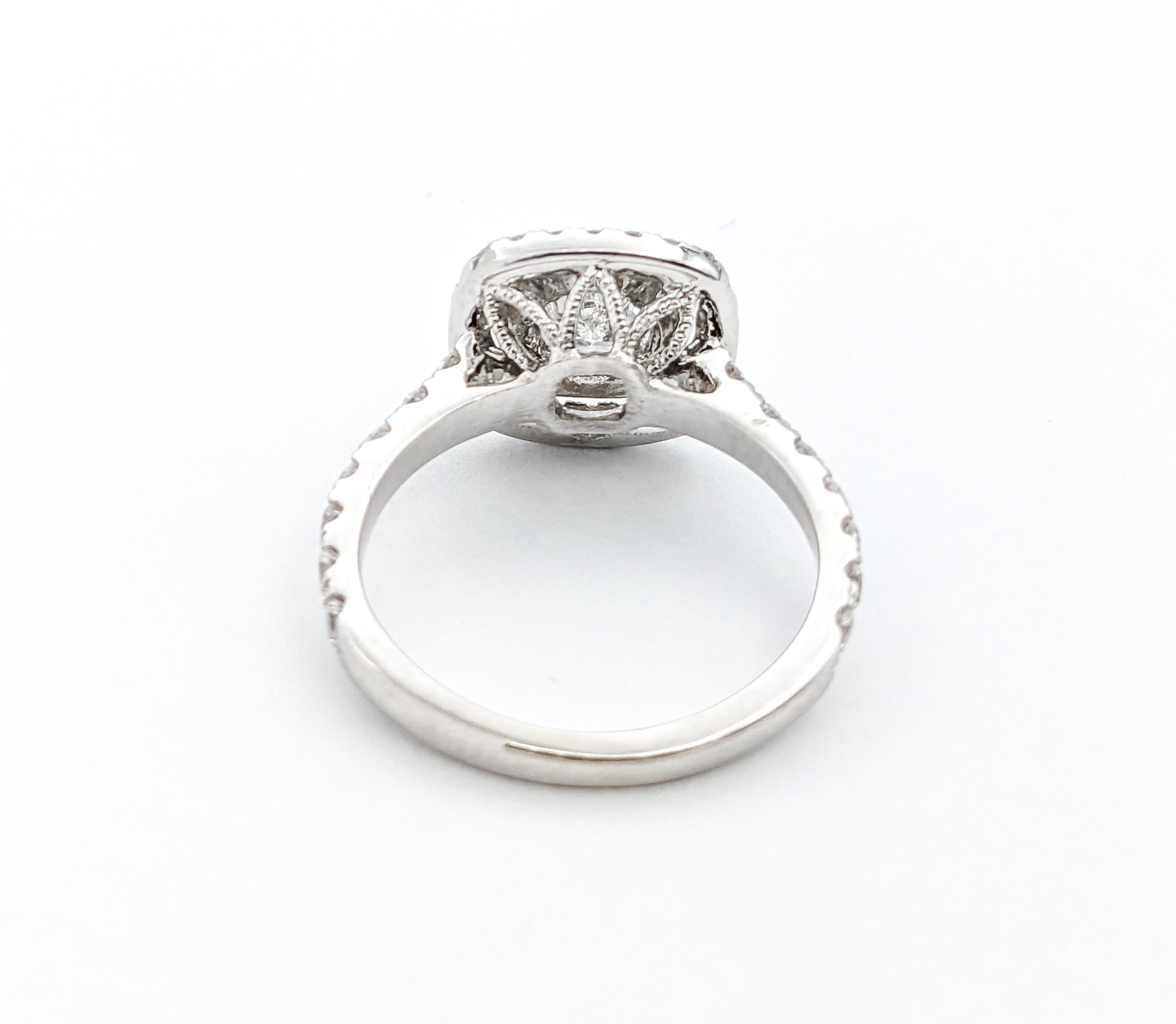 Doppelter Halo 1,09 Karat Diamant Engagment-Ring aus Weißgold im Zustand „Hervorragend“ im Angebot in Bloomington, MN