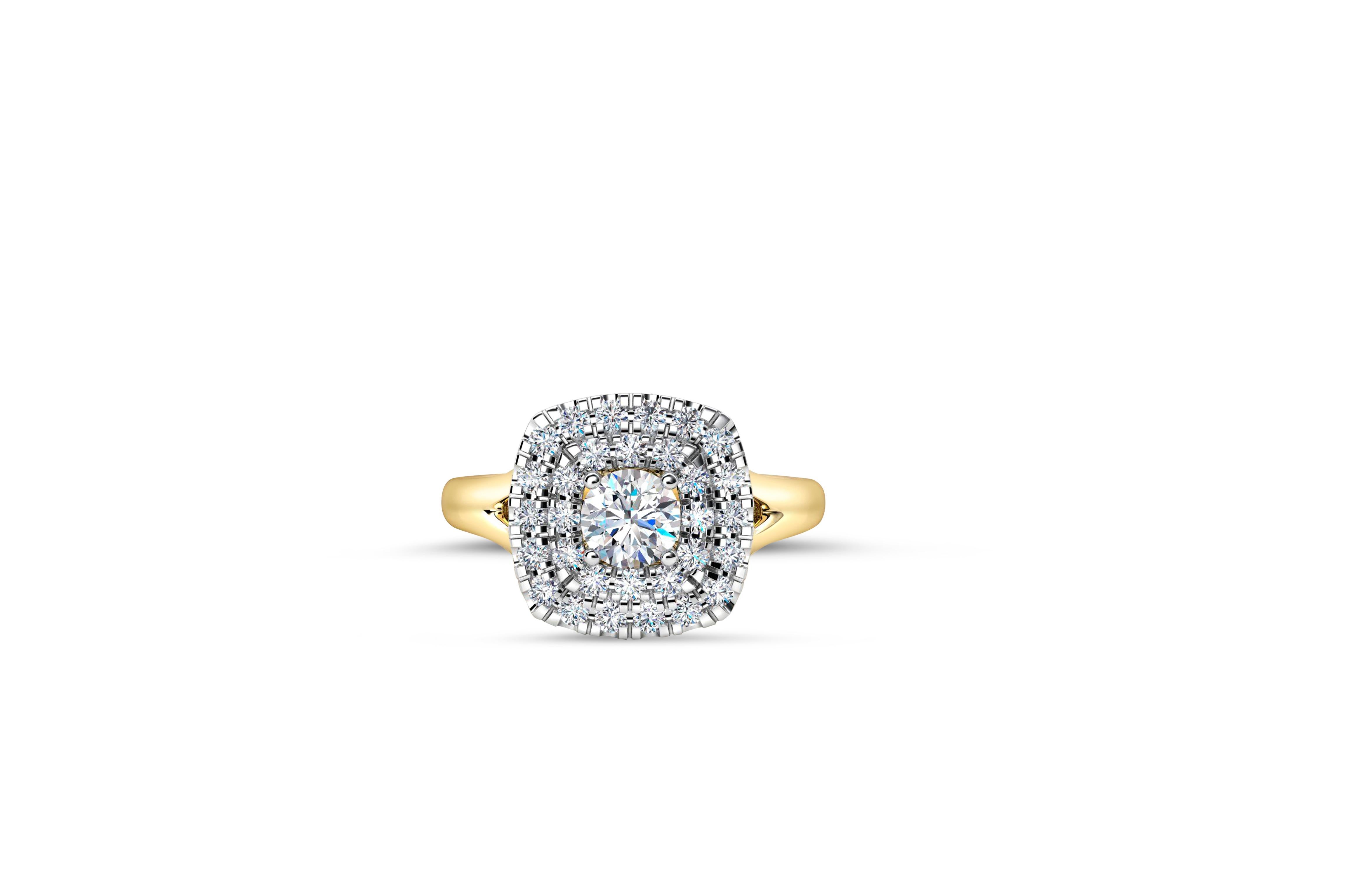 For Sale:  Double Halo Cathedral Set moissanite 14k gold ring. 2
