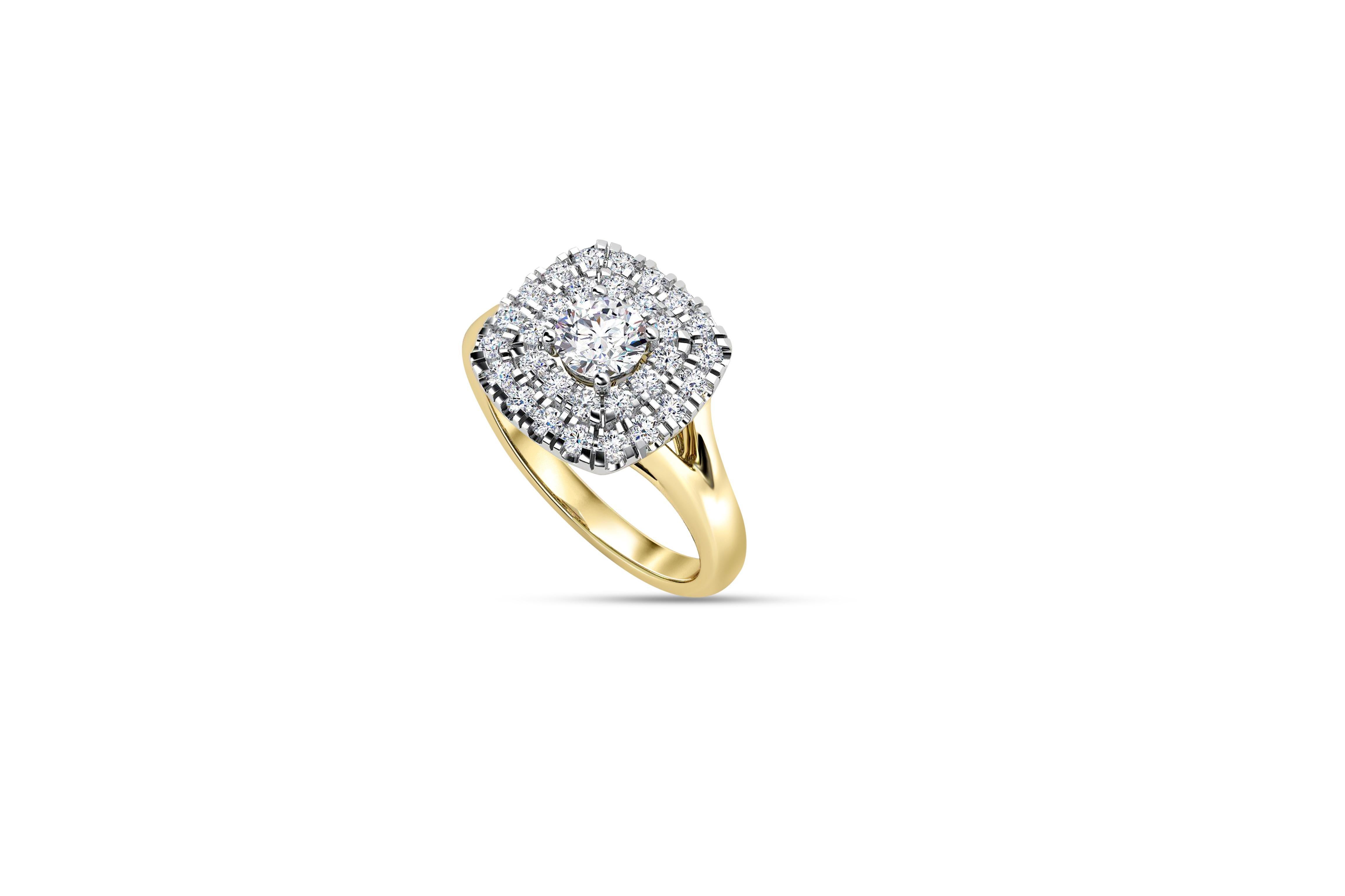 For Sale:  Double Halo Cathedral Set moissanite 14k gold ring 2