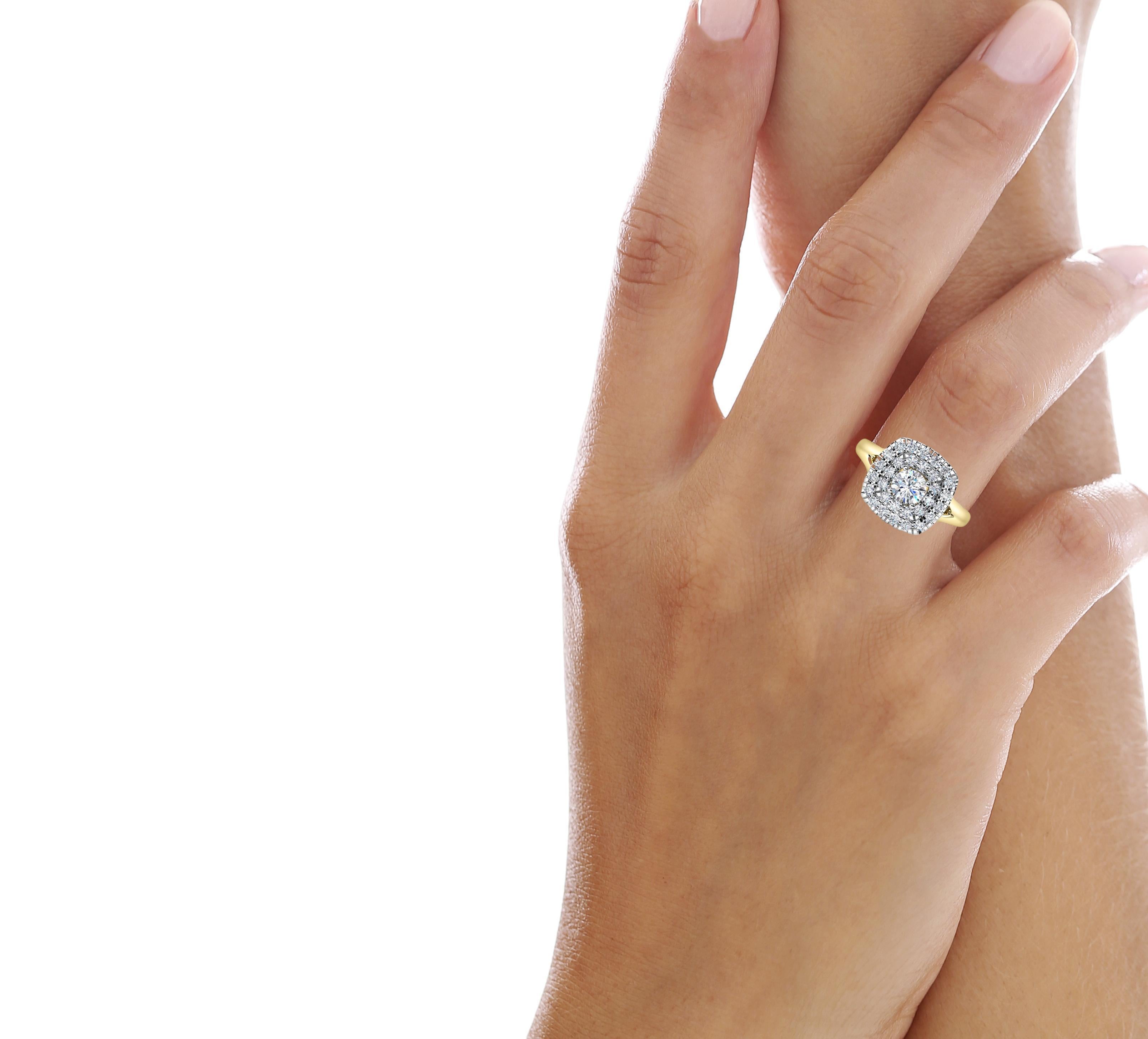 For Sale:  Double Halo Cathedral Set moissanite 14k gold ring 4
