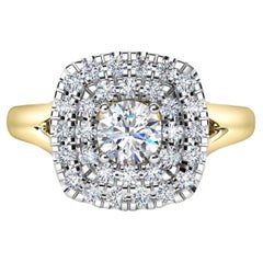Anello in oro 14k con moissanite Double Halo Cathedral Set