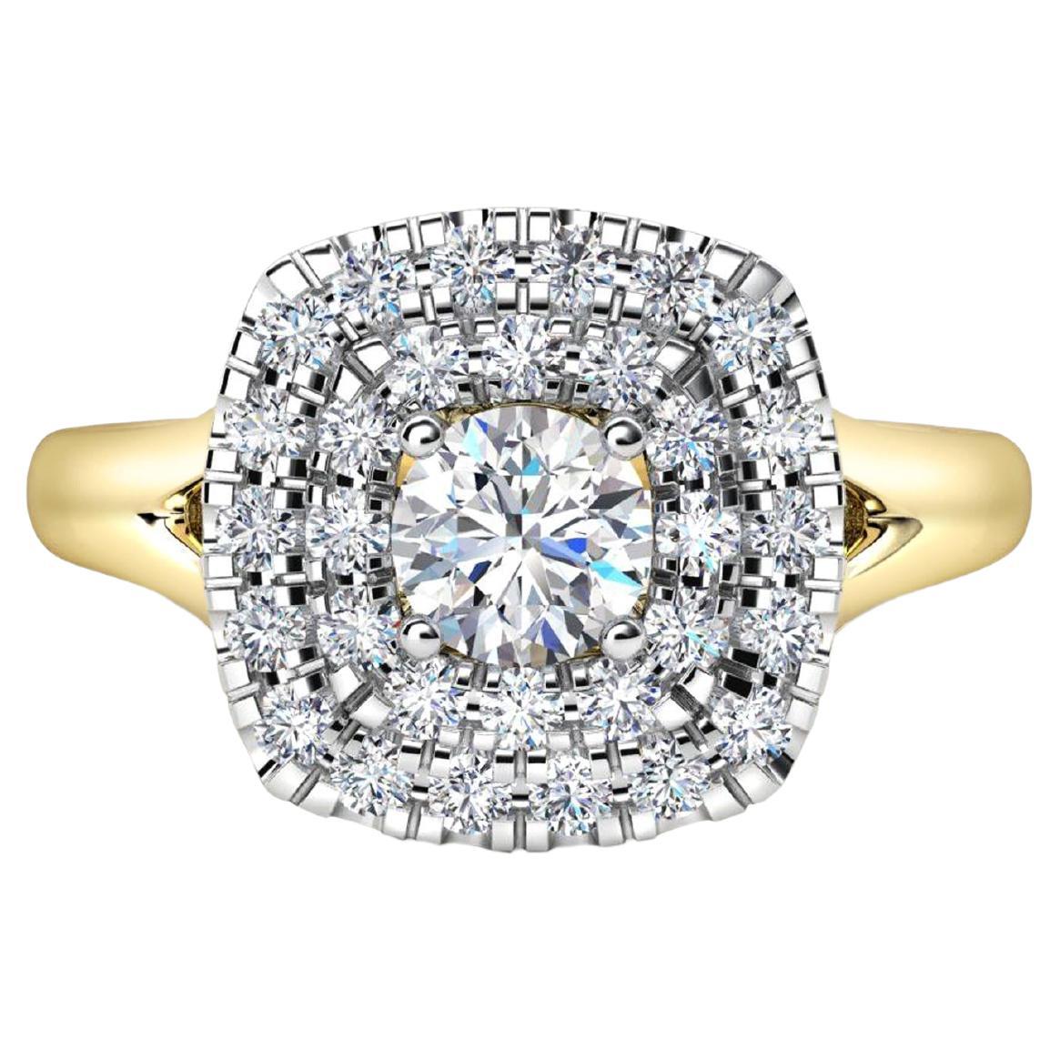 Double Halo Cathedral Set moissanite 14k gold ring