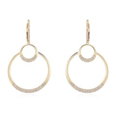 Double Halo Diamond 14K (or 18k upon request) Yellow Gold Circle Drop Earrings