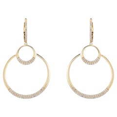 Double Halo Diamond 14K (or 18k upon request) Yellow Gold Circle Drop Earrings