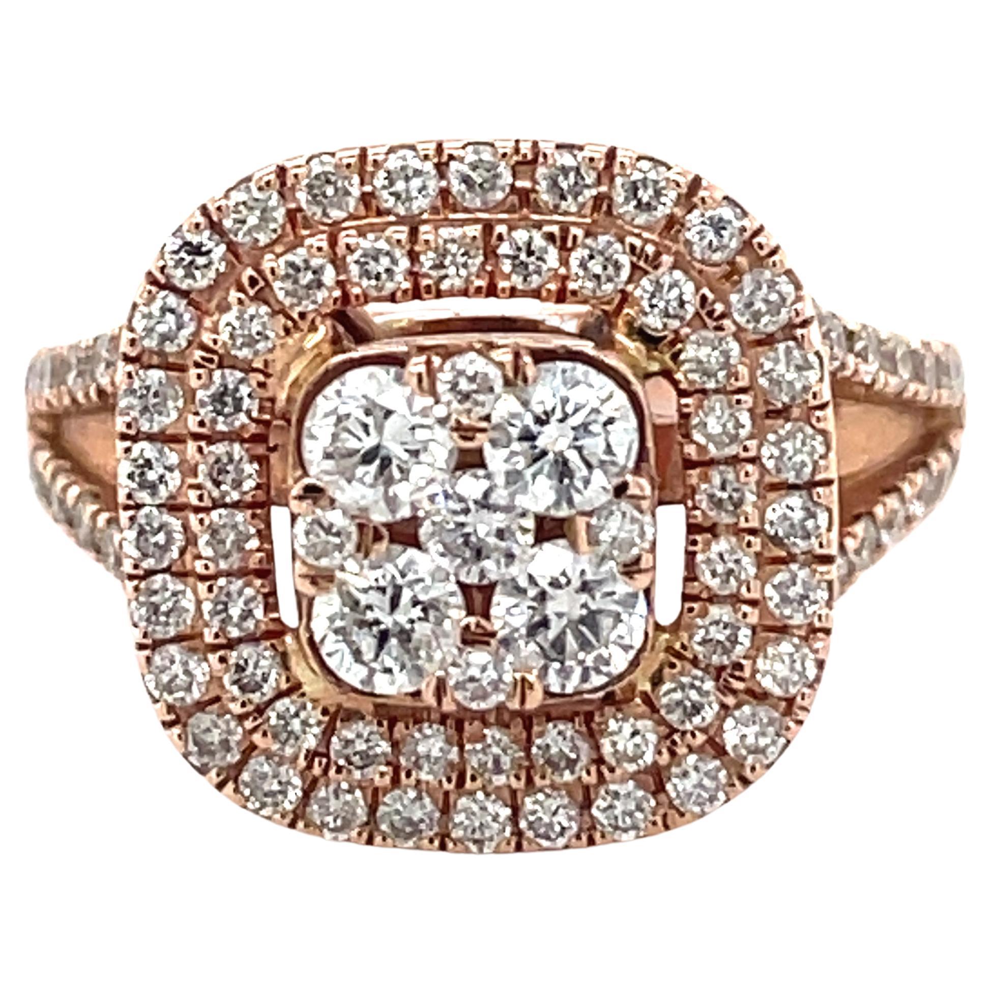 Jewelry Material: Rose Gold 14k

Total Carat Weight: 1ct (Approx.)

Total Metal Weight: 5.09g

Size: 4.75 US



Grading Results:

Stone Type: Diamond

Shape: Round

Carat: 1ct (Approx.), Stones quantity:93

Color: F-G

Clarity: VS-SI1

Feel free to