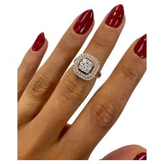 Double Halo Diamond Engagement Ring, 1ct diamonds Vintage Style 14K Rose Gold