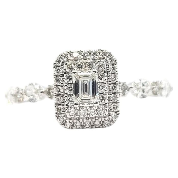 Anillo Doble Halo de Diamantes en Oro Blanco de 14k