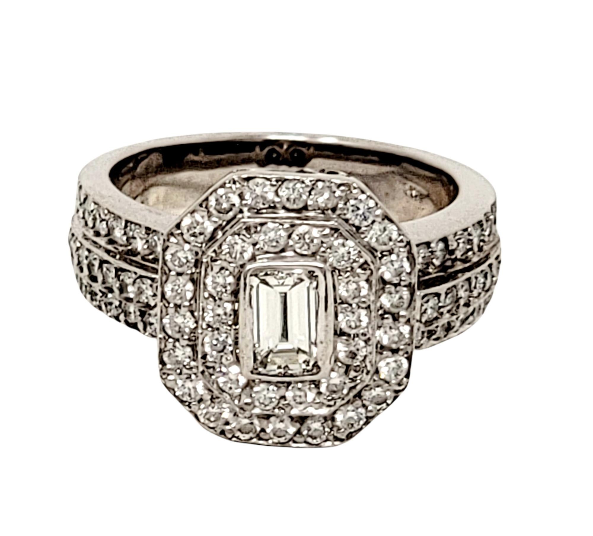 emerald cut double band ring