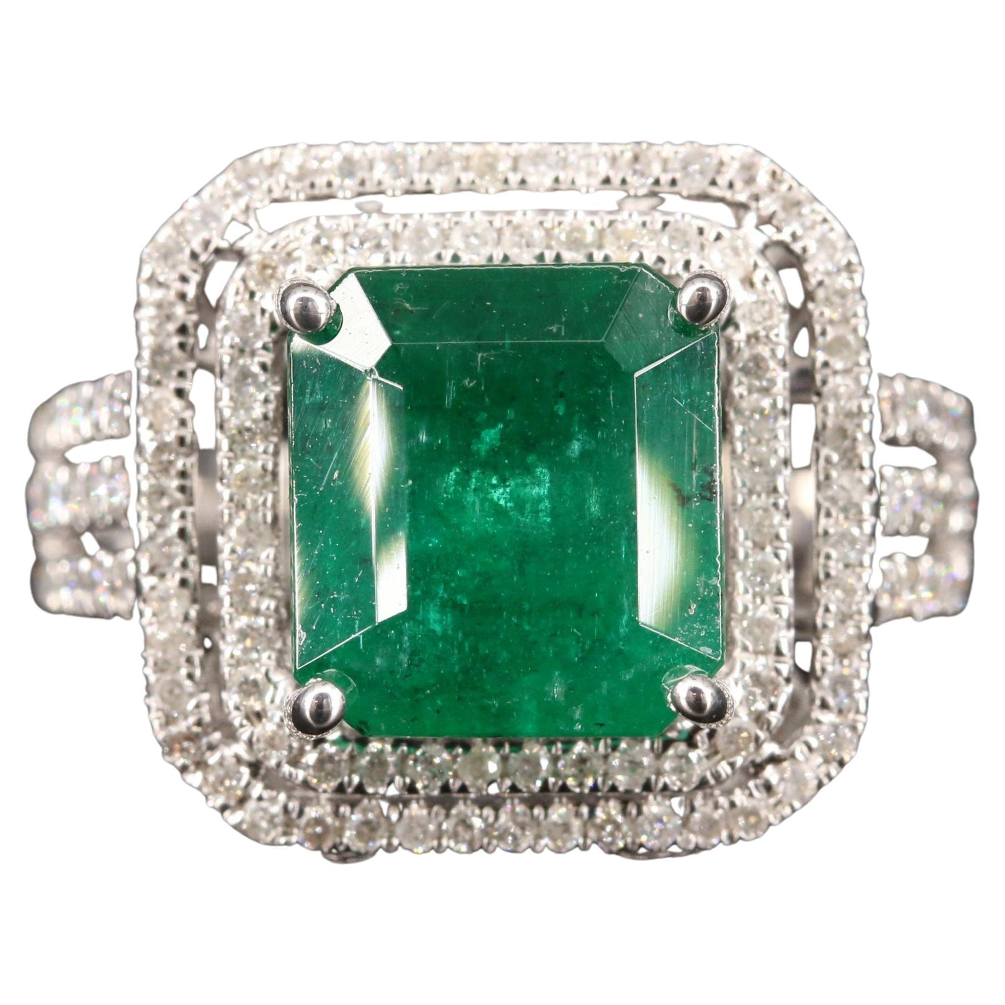 Customizable Big Emerald Statement Ring, Natural Emerald Engagement