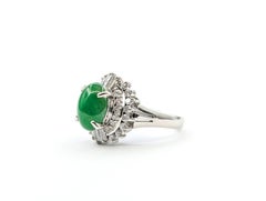 Double Halo Jade & Diamond Ring in Platinum