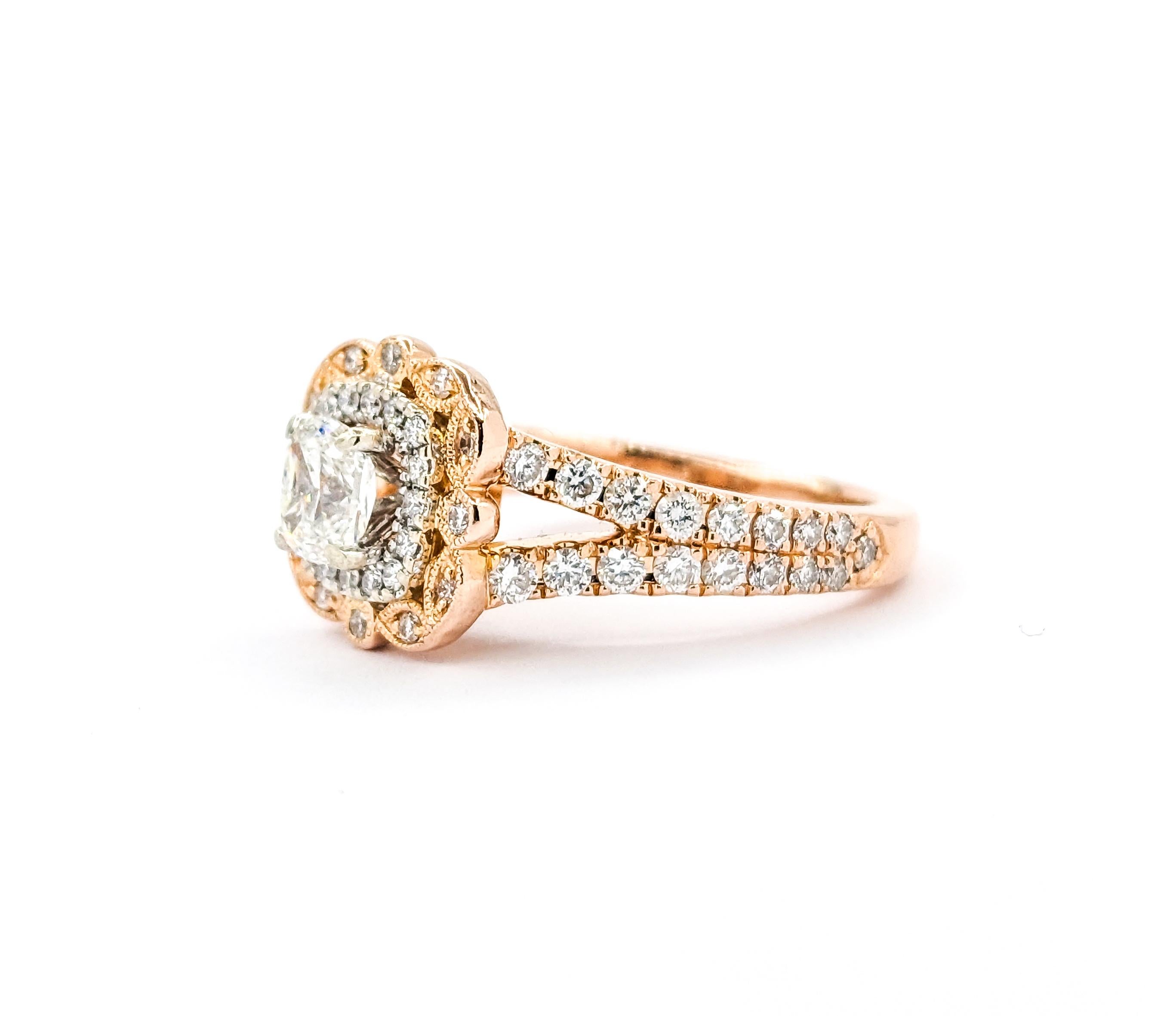 Doppelter Halo Neil Lane 1,12 Karat Diamant-Brautring aus Roségold 6