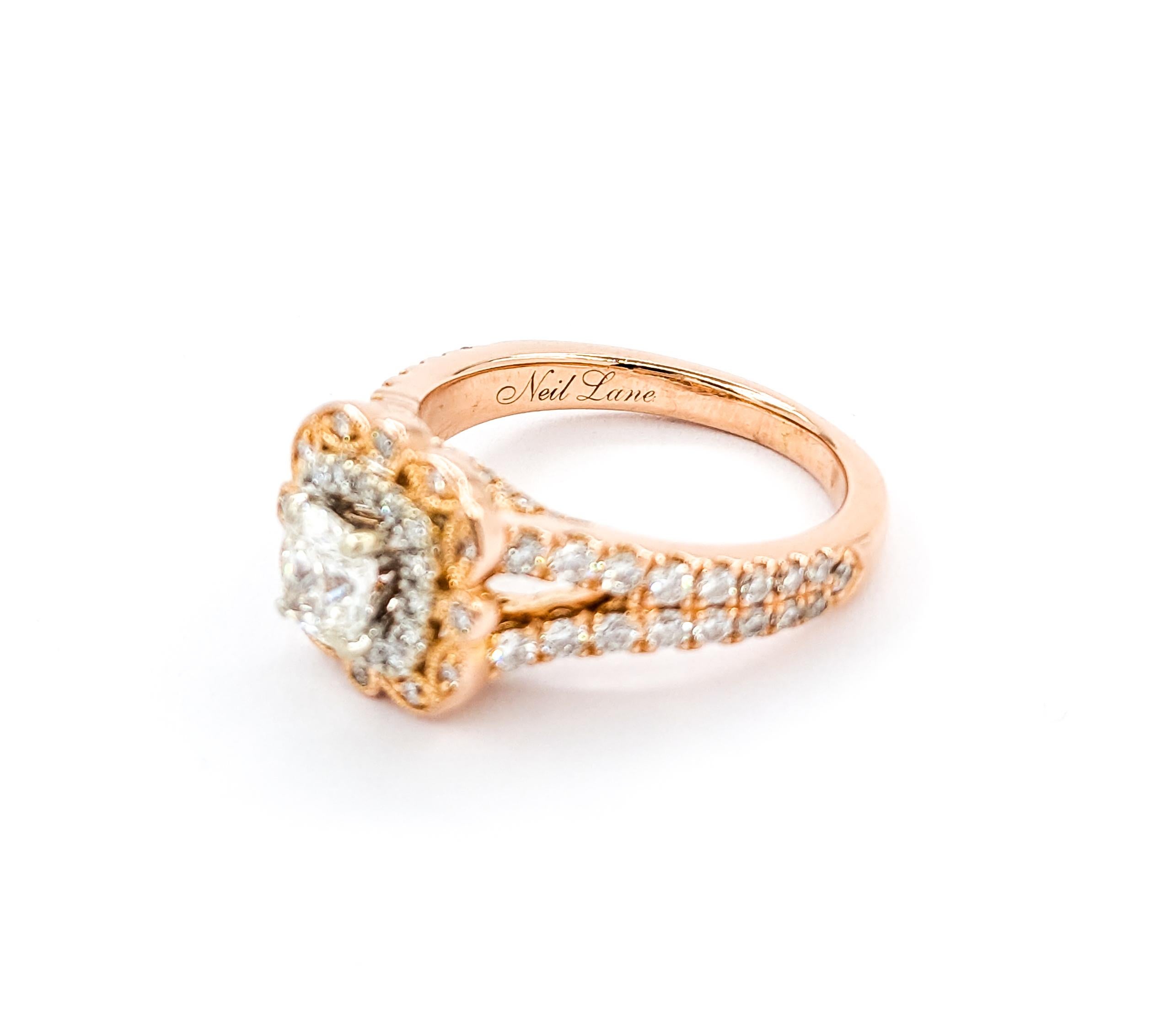 Doppelter Halo Neil Lane 1,12 Karat Diamant-Brautring aus Roségold 7