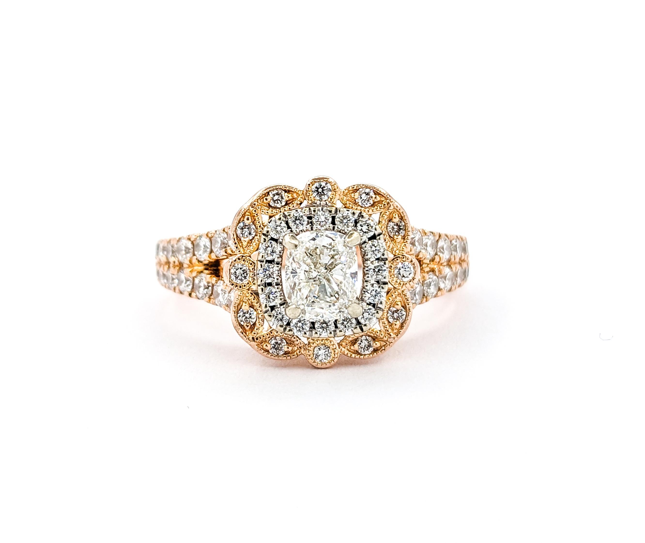 Doppelter Halo Neil Lane 1,12 Karat Diamant-Brautring aus Roségold 8