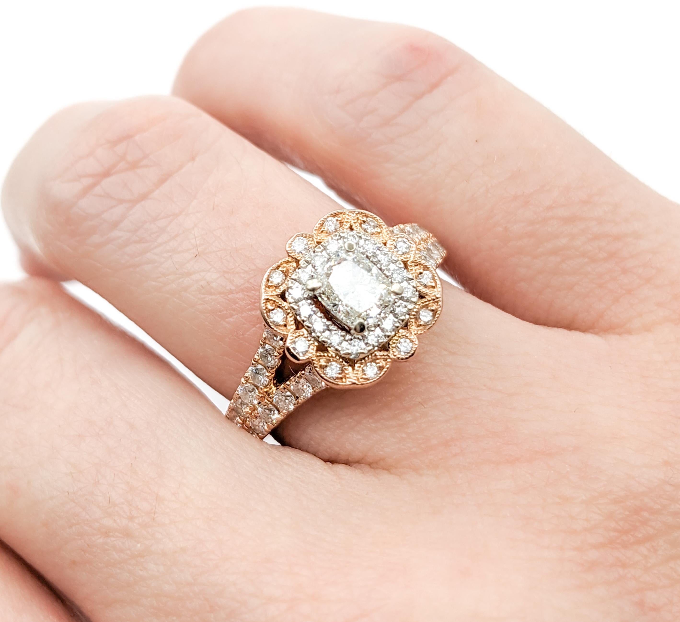 Doppelter Halo Neil Lane 1,12 Karat Diamant-Brautring aus Roségold (Zeitgenössisch)