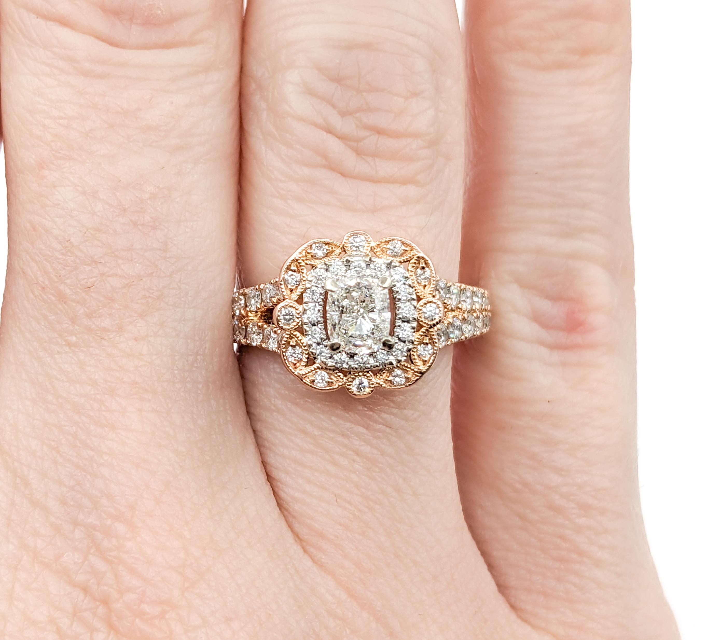 Doppelter Halo Neil Lane 1,12 Karat Diamant-Brautring aus Roségold Damen