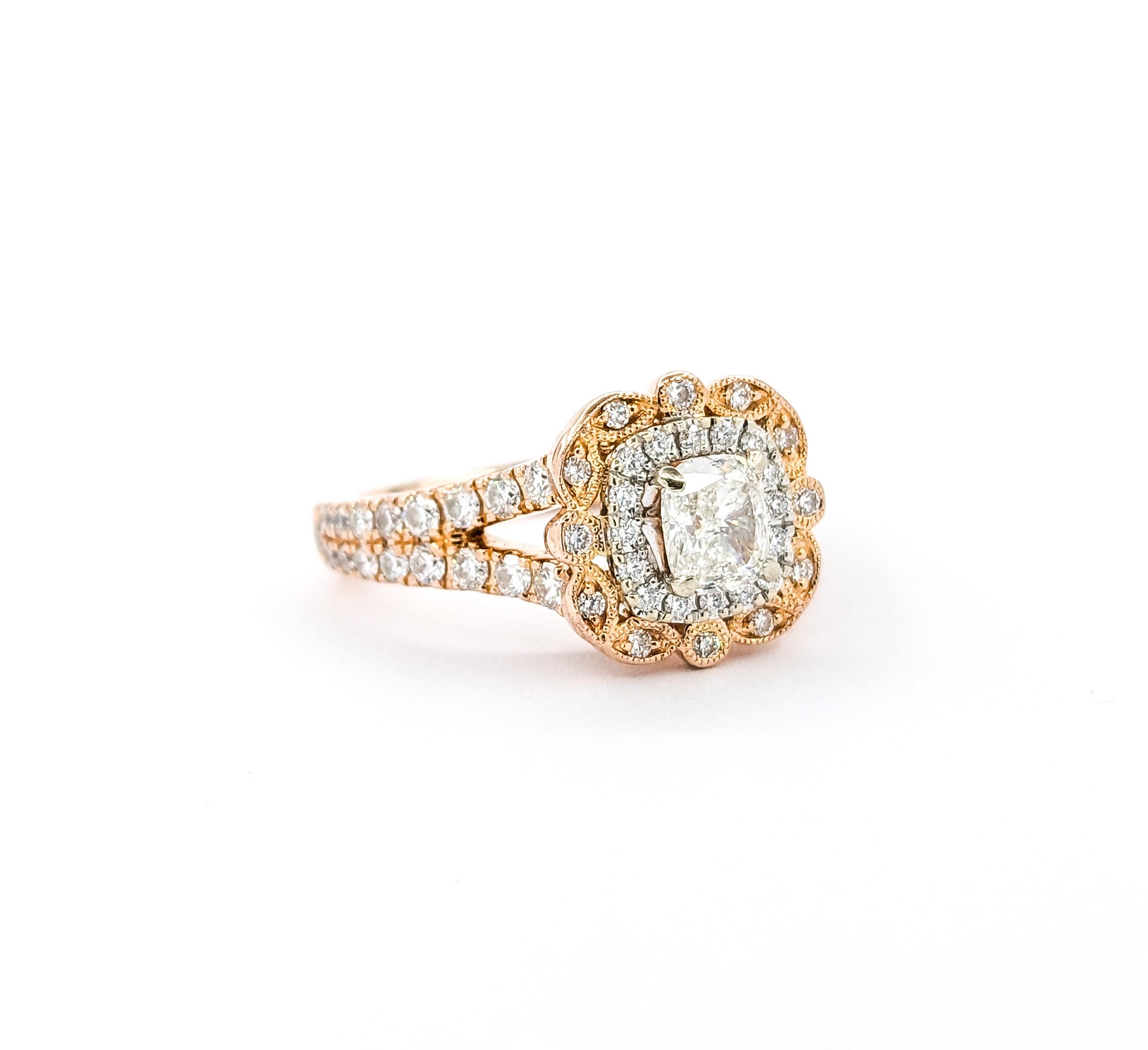 Doppelter Halo Neil Lane 1,12 Karat Diamant-Brautring aus Roségold 1