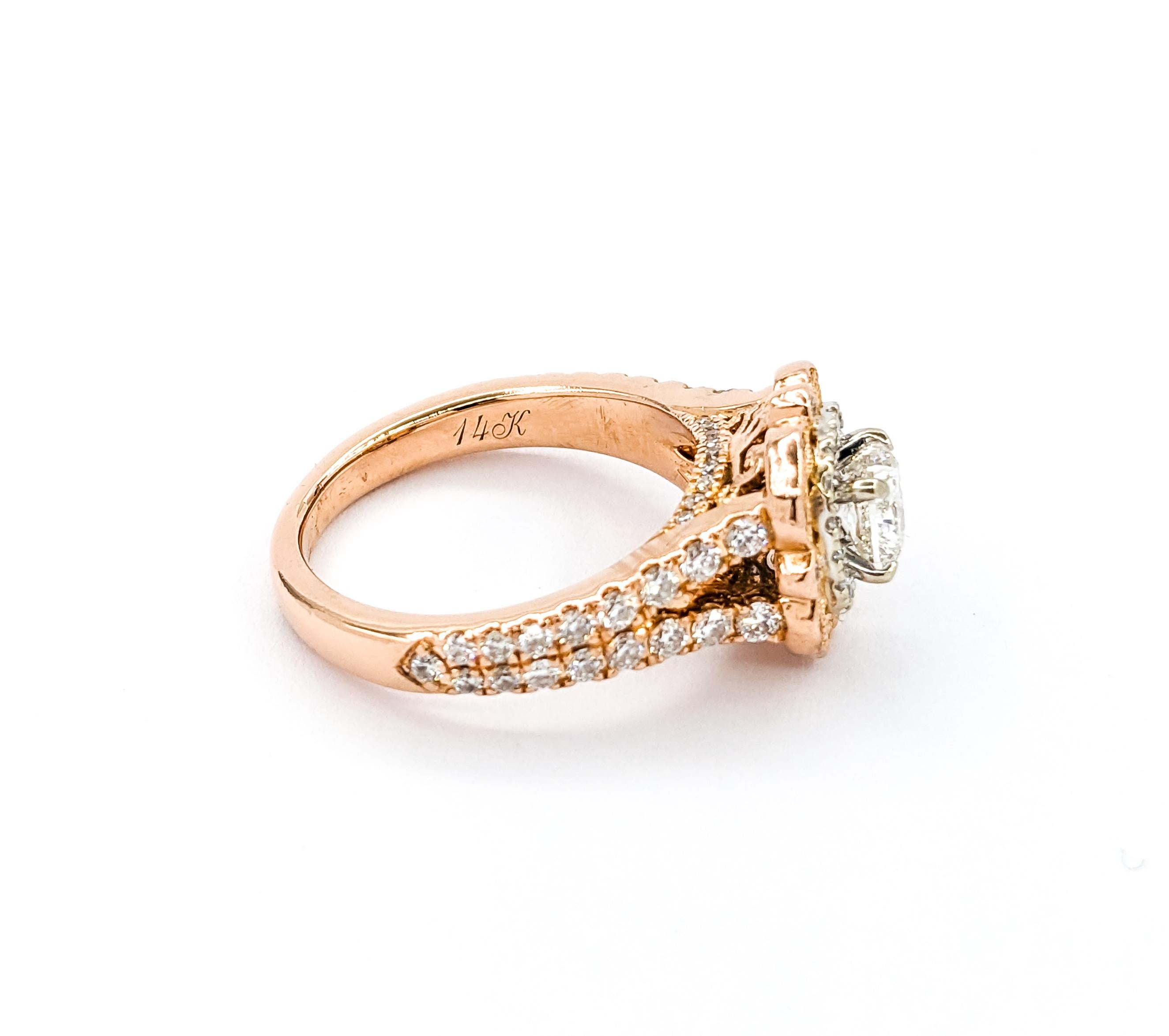 Doppelter Halo Neil Lane 1,12 Karat Diamant-Brautring aus Roségold 2