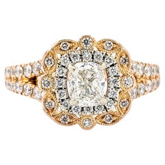 Doppelter Halo Neil Lane 1,12 Karat Diamant-Brautring aus Roségold