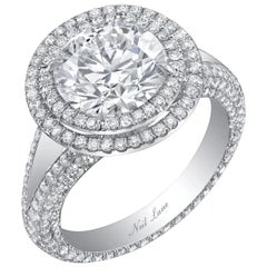 Neil Lane Couture Double Halo Round-Cut Diamond, Platinum Ring