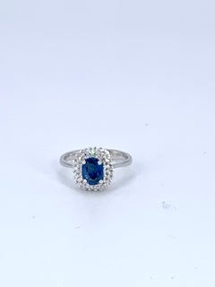 Contemporary Double Halo 1.12 Carat Sapphire & 0.34 Carat Diamond Cocktail Ring
