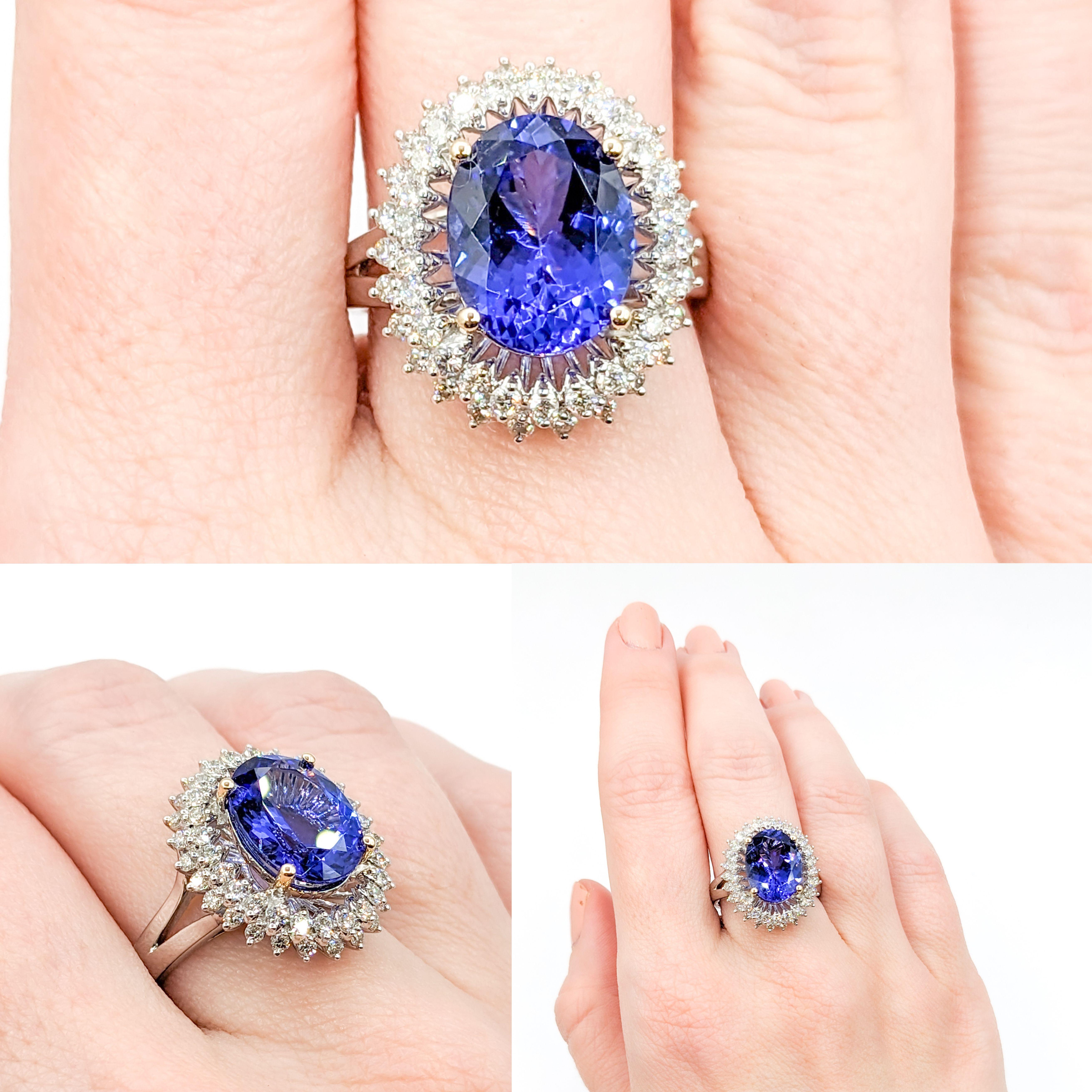 Double Halo Tanzanite & Diamond Cocktail Ring For Sale 5