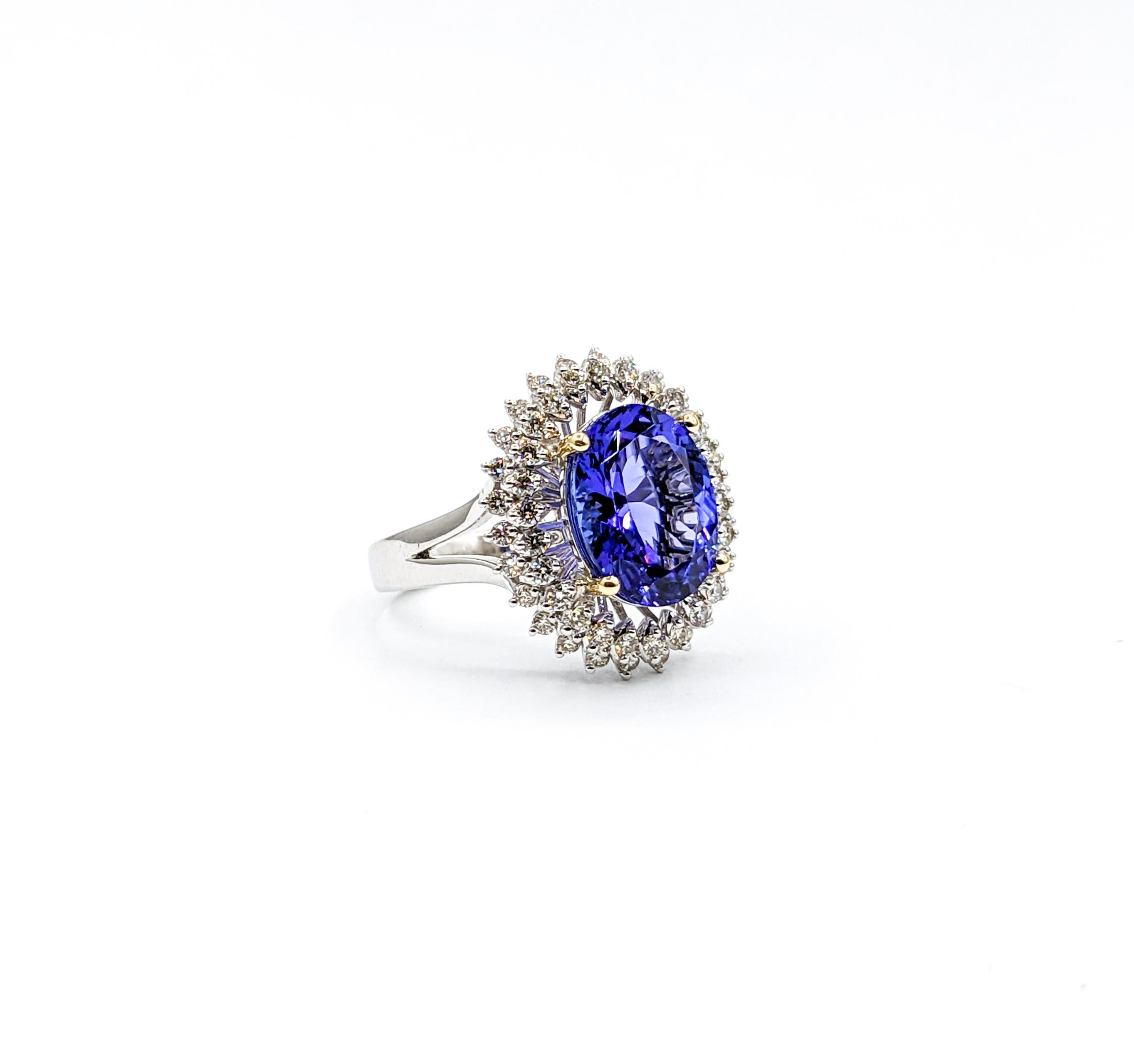Double Halo Tanzanite & Diamond Cocktail Ring In New Condition For Sale In Bloomington, MN