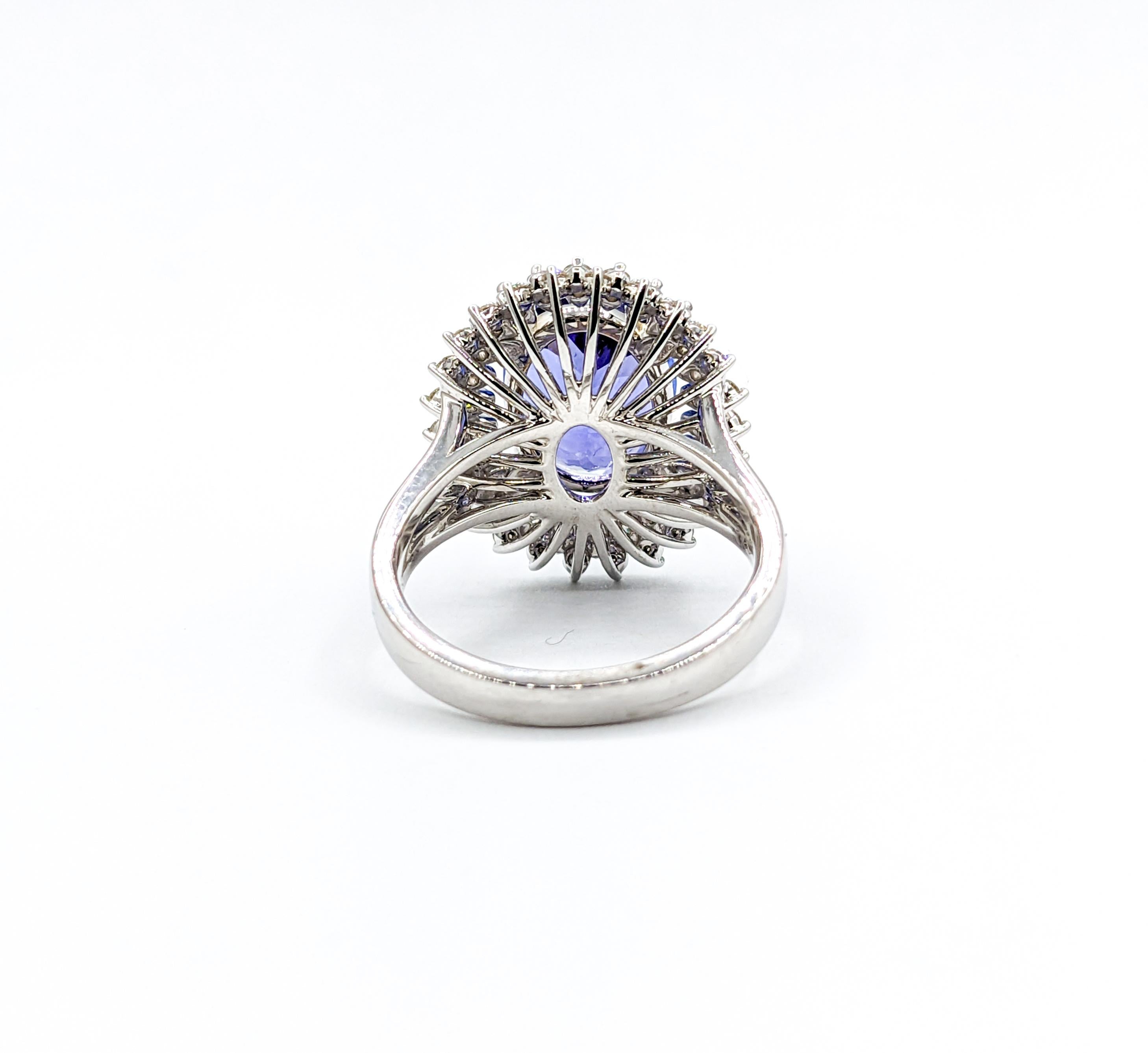 Double Halo Tanzanite & Diamond Cocktail Ring For Sale 1