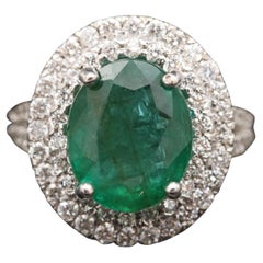 18 Karat Gold 3,5 Karat natürlicher Smaragd Diamant Art Deco Verlobungsring