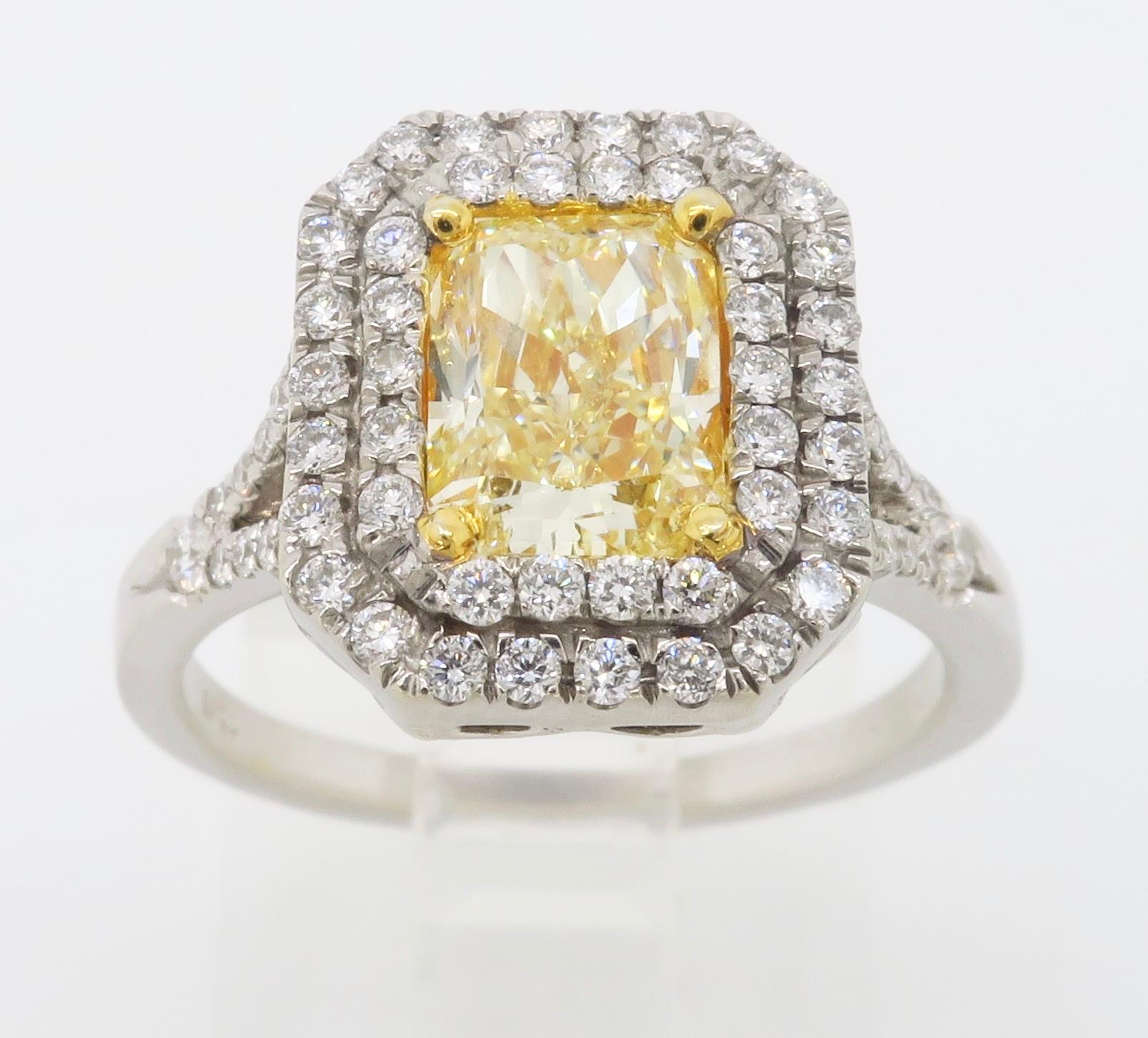 Double Halo Yellow Diamond Engagement Ring 2