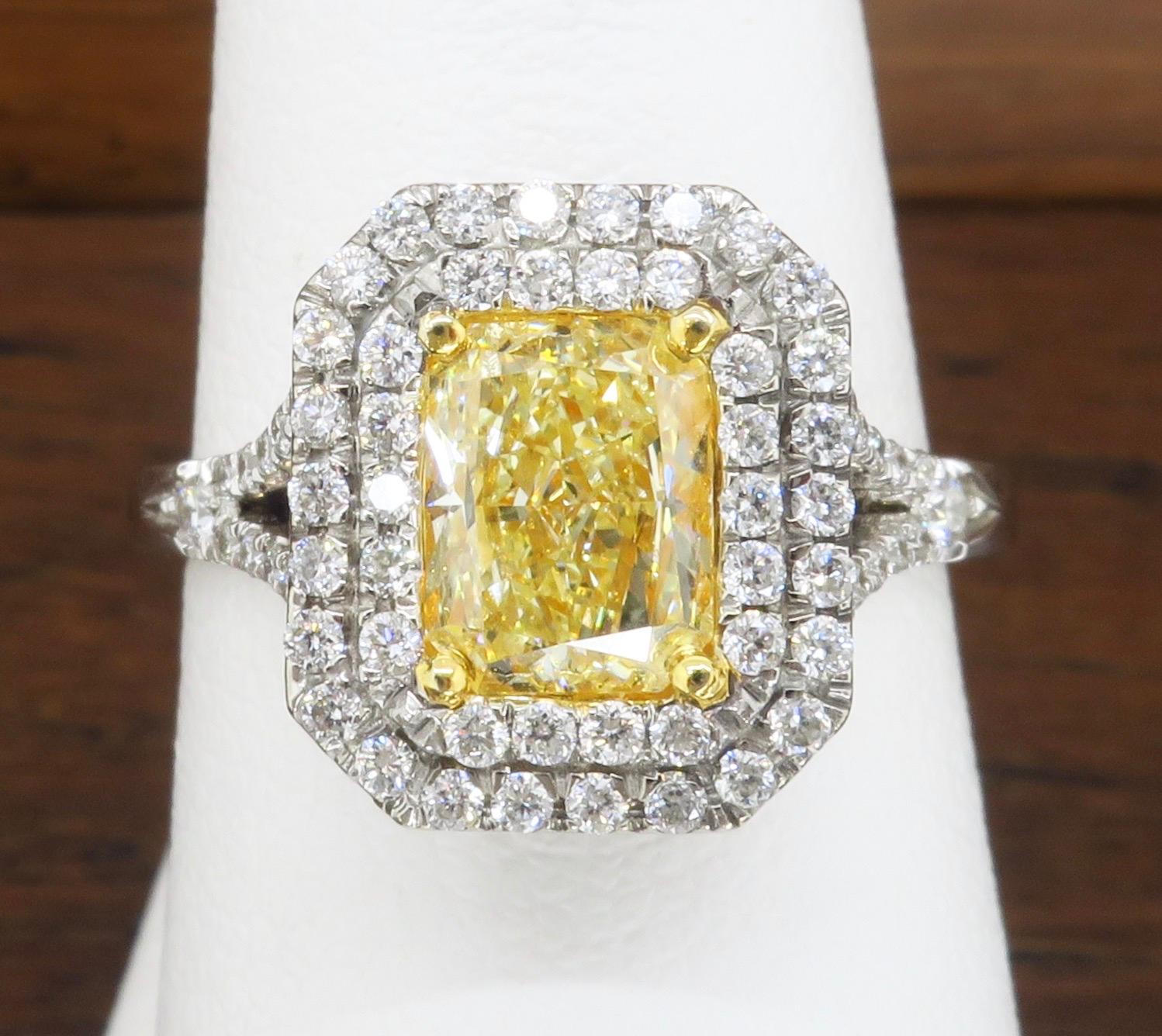 Double Halo Yellow Diamond Engagement Ring 3