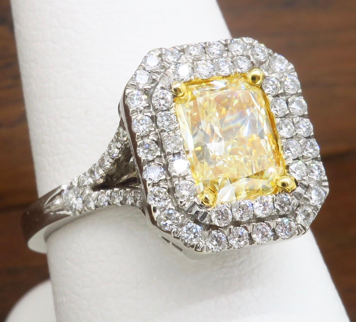 Double Halo Yellow Diamond Engagement Ring 4