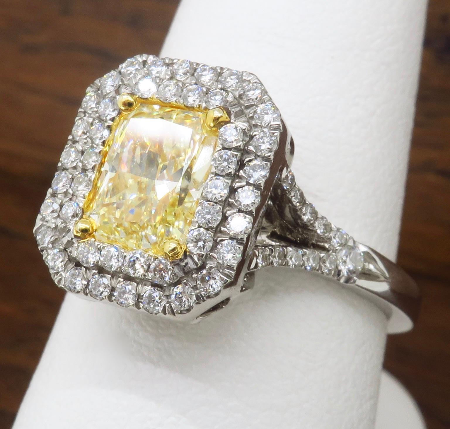 Double Halo Yellow Diamond Engagement Ring 5