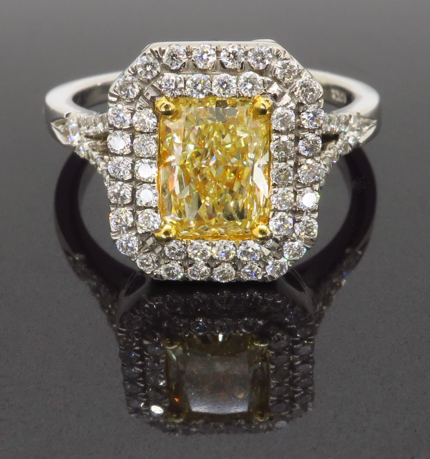 double halo yellow diamond ring