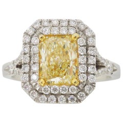 double halo yellow diamond ring Double Halo Yellow Diamond Engagement Ring