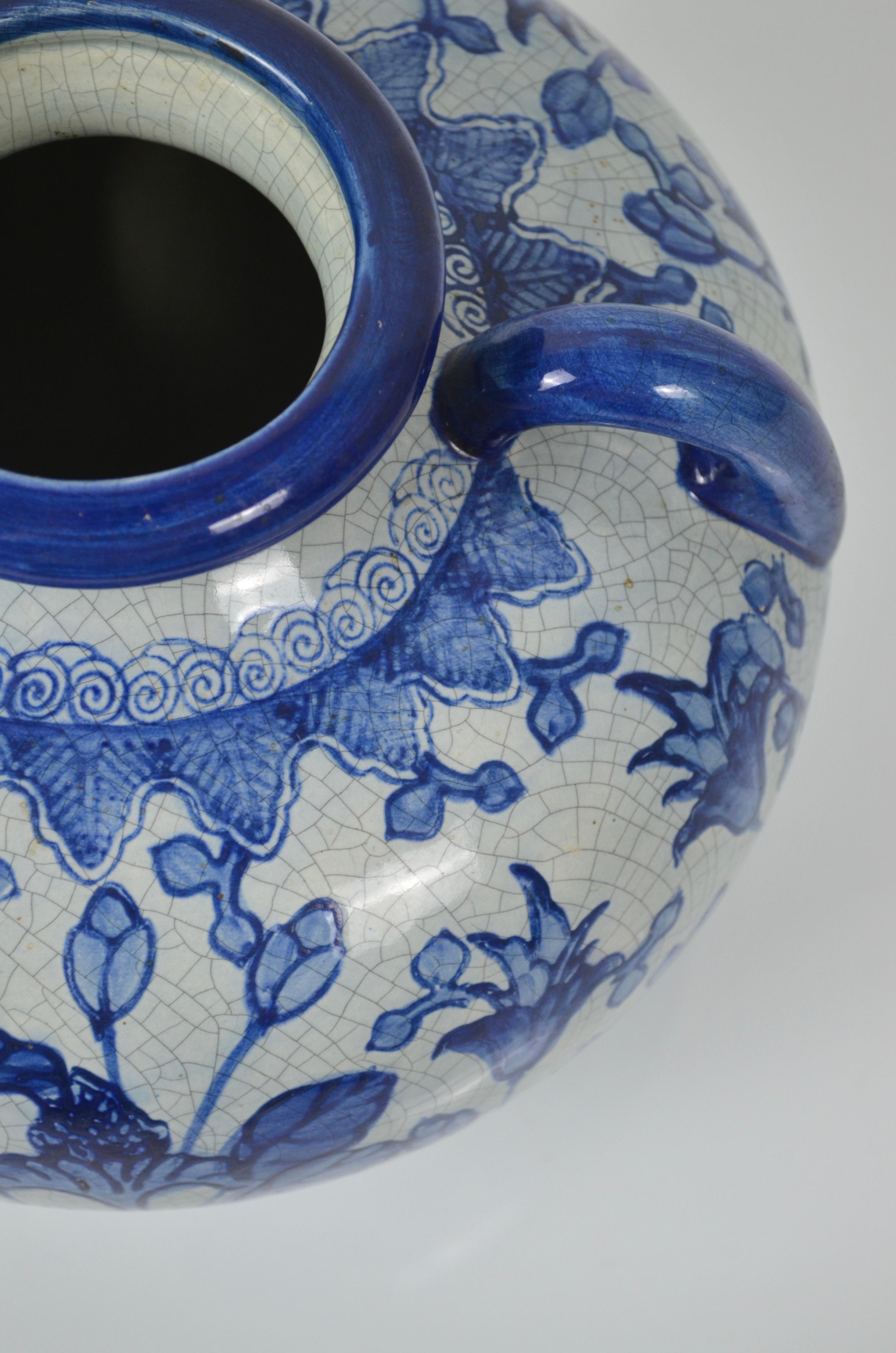 Double handle ceramic pot, Portugal, 60's In Good Condition In Marinha Grande, PT