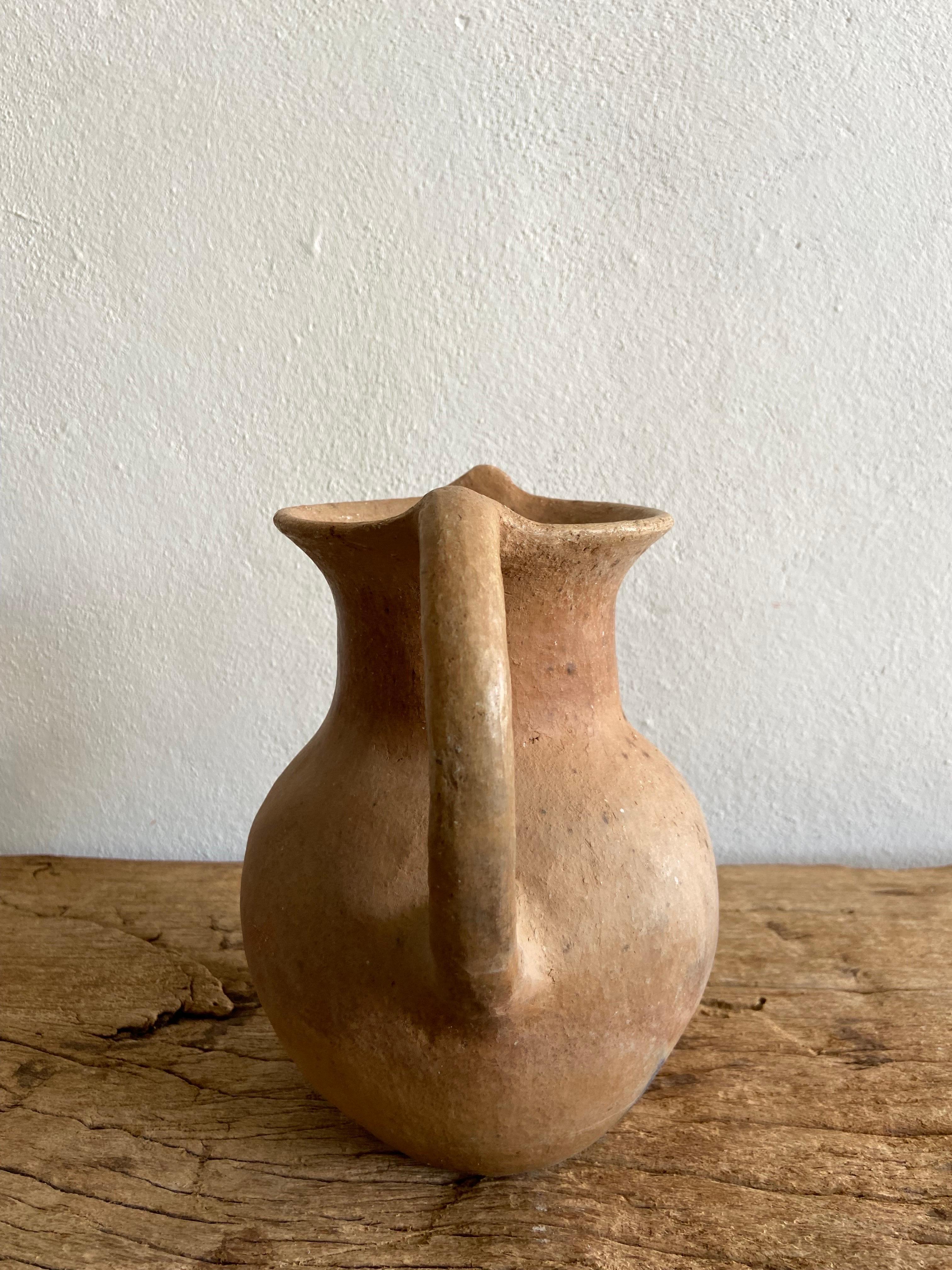 Hand-Crafted Double Handle Terracotta Vessel from Mexico, Circa Mid 20th Century