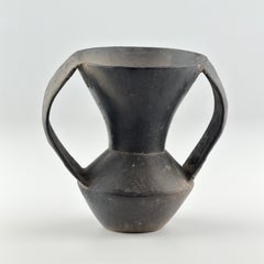 Double-handled Black Pottery Vessel