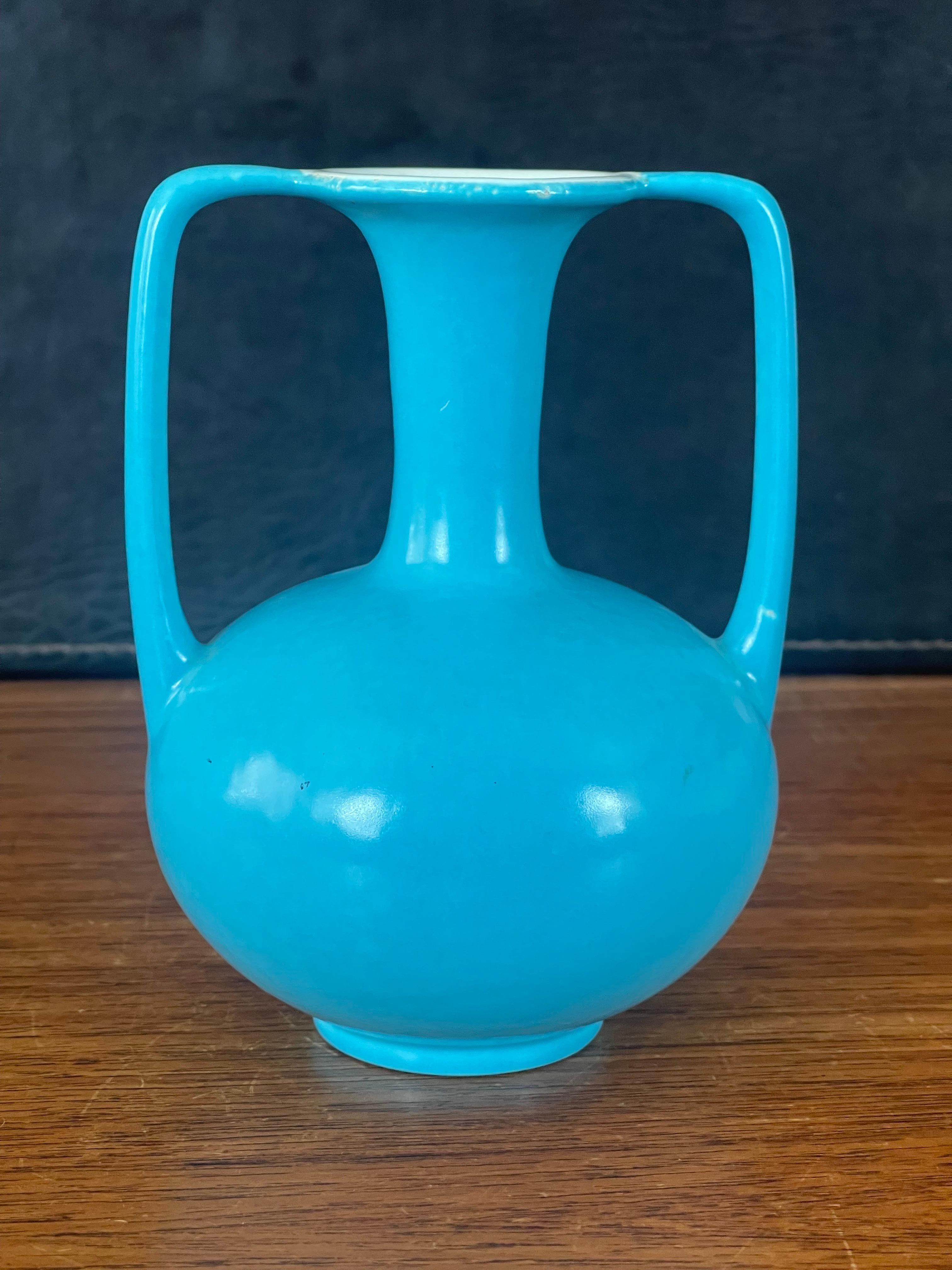 Mid-Century Modern Double-Handled California Studio Pottery Vase by Catalina Pottery For Sale