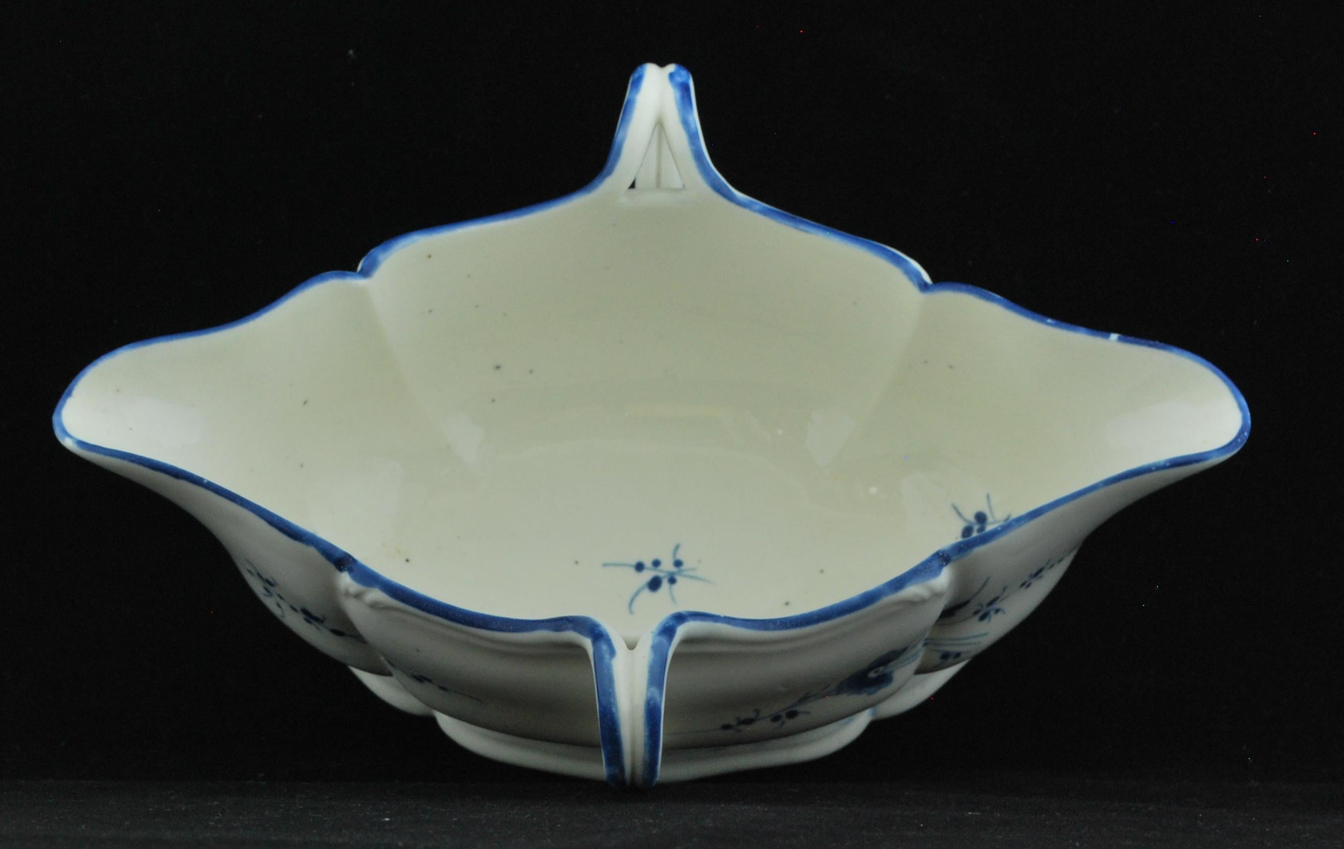Molded Double-Handled Sauce Boat, Chantilly, circa 1770 For Sale