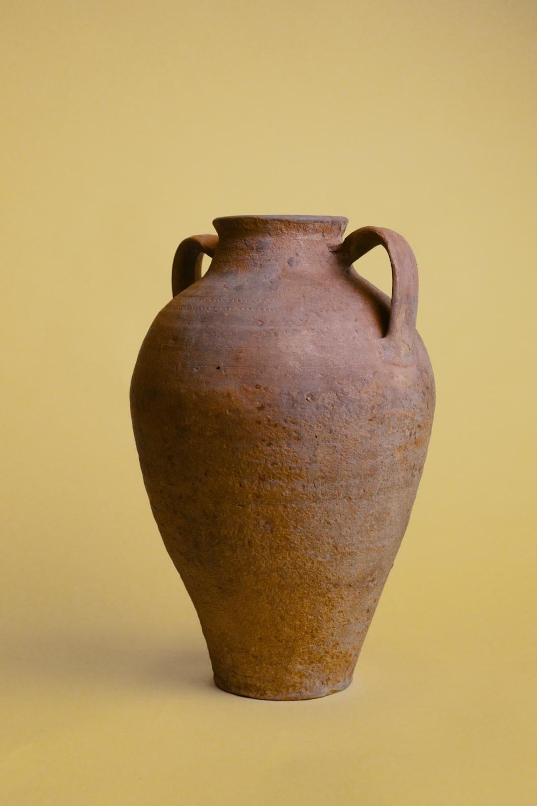 Intagliato a mano Vaso ad anfora in terracotta a doppia ansa in vendita