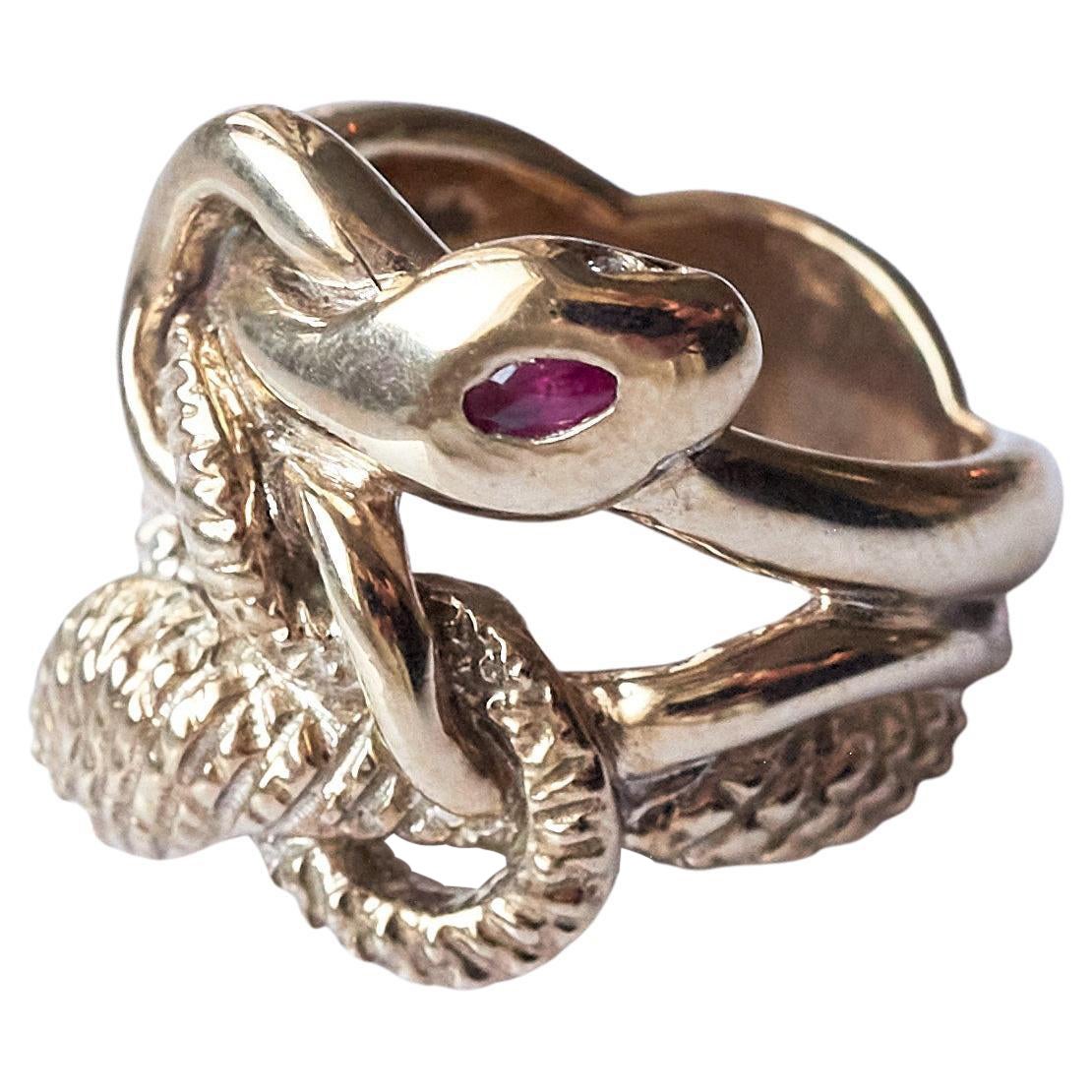 Double Head Snake Ring Ruby Marquis For Sale