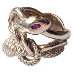 Double Head Snake Ring Ruby Marquis